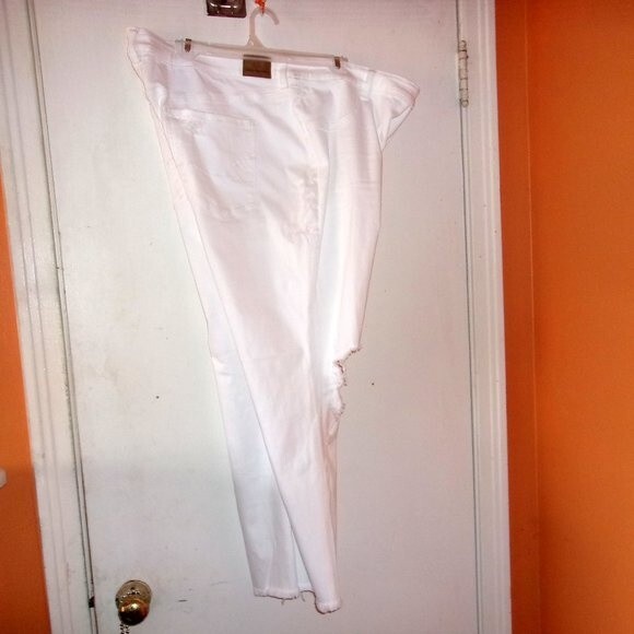 American Eagle White Hi-Rise Distressed Plus Size 24 Regular Jeggings - Picture 7 of 8